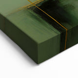 Geometric Line Art - Green and Gold Abstract Strokes Canvas