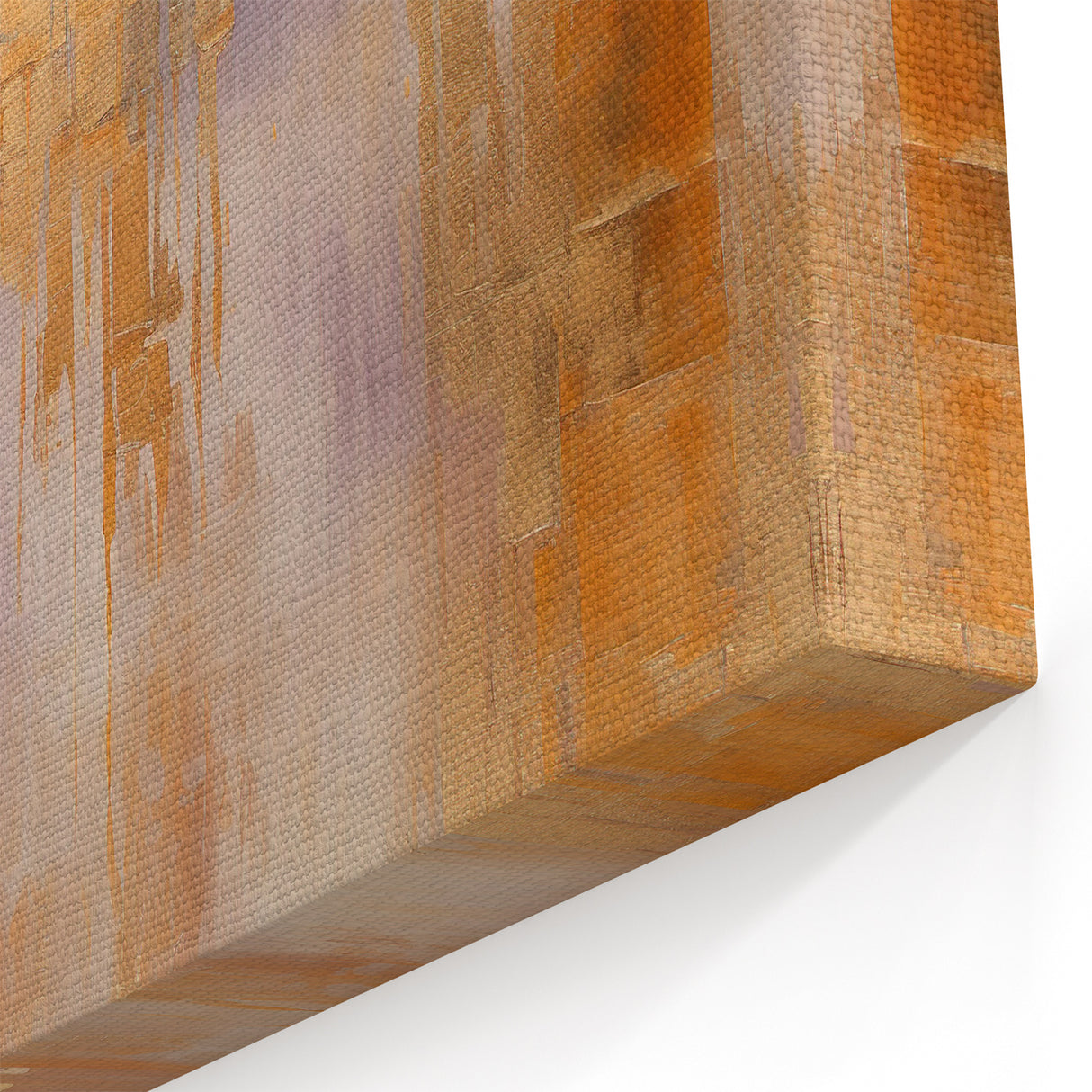 Modern Strokes Artwork - Abstract Purple, Gold, and Peach Canvas