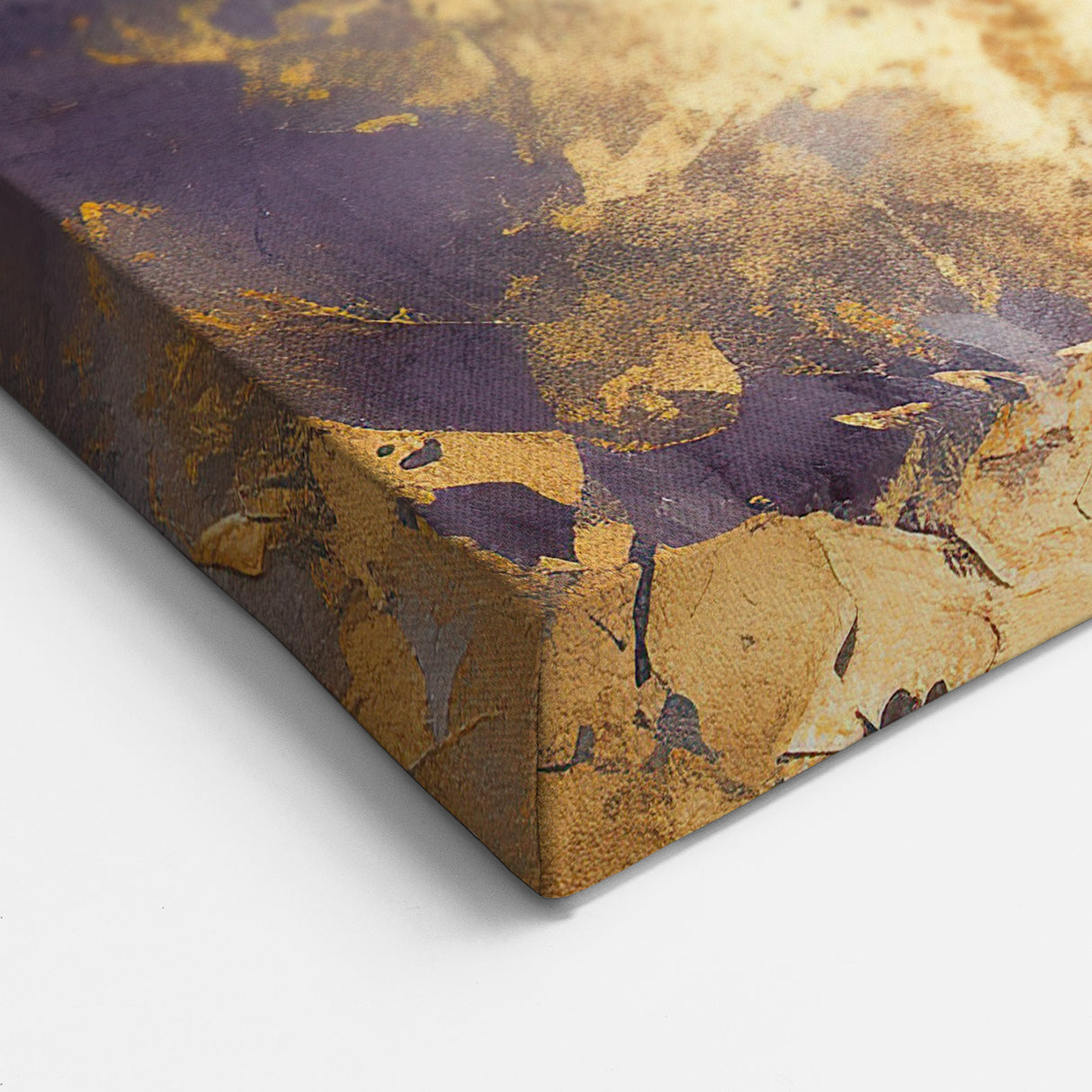 Abstract Brush Strokes - Gray, Gold, and Purple Metallic Canvas Art