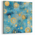 Geometric Line Art - Blue and Gold Circular Abstract Canvas