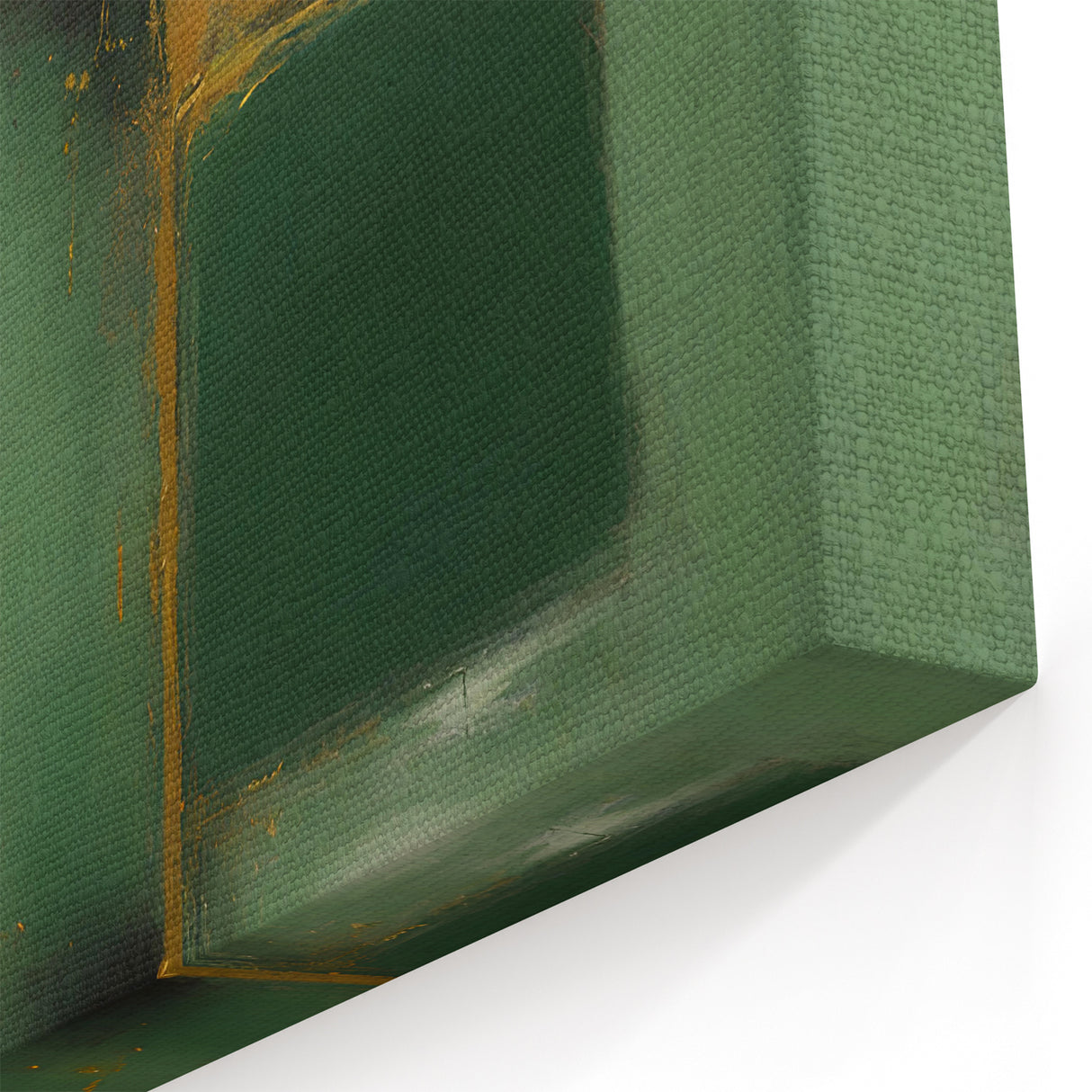 Geometric Line Art - Green, Gold, and White Abstract Canvas Design
