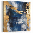 Abstract Brush Strokes - Navy Blue, Gold, and White Canvas Art
