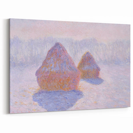 Impressionist Haystack Winter Scene - Monet Snow & Sun Effect Print