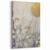 Floral Abstract Canvas Art - Modern Botanical Wall Decor in Gold Hues