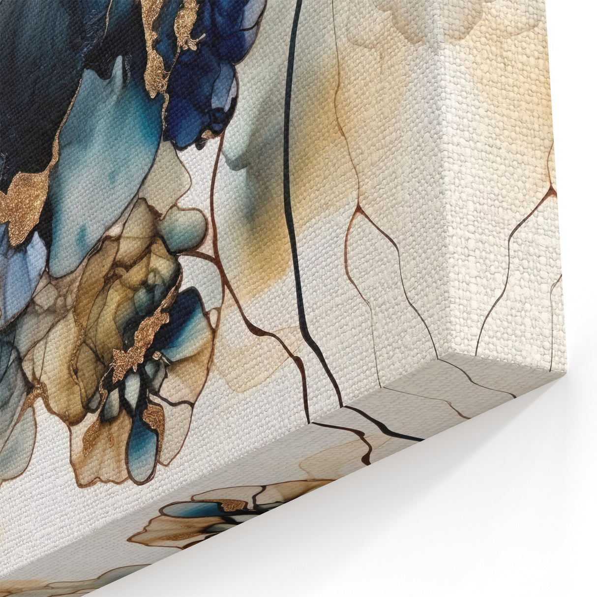 Colorful Abstract Florals - Artistic Flower Designs in Blue and Gold