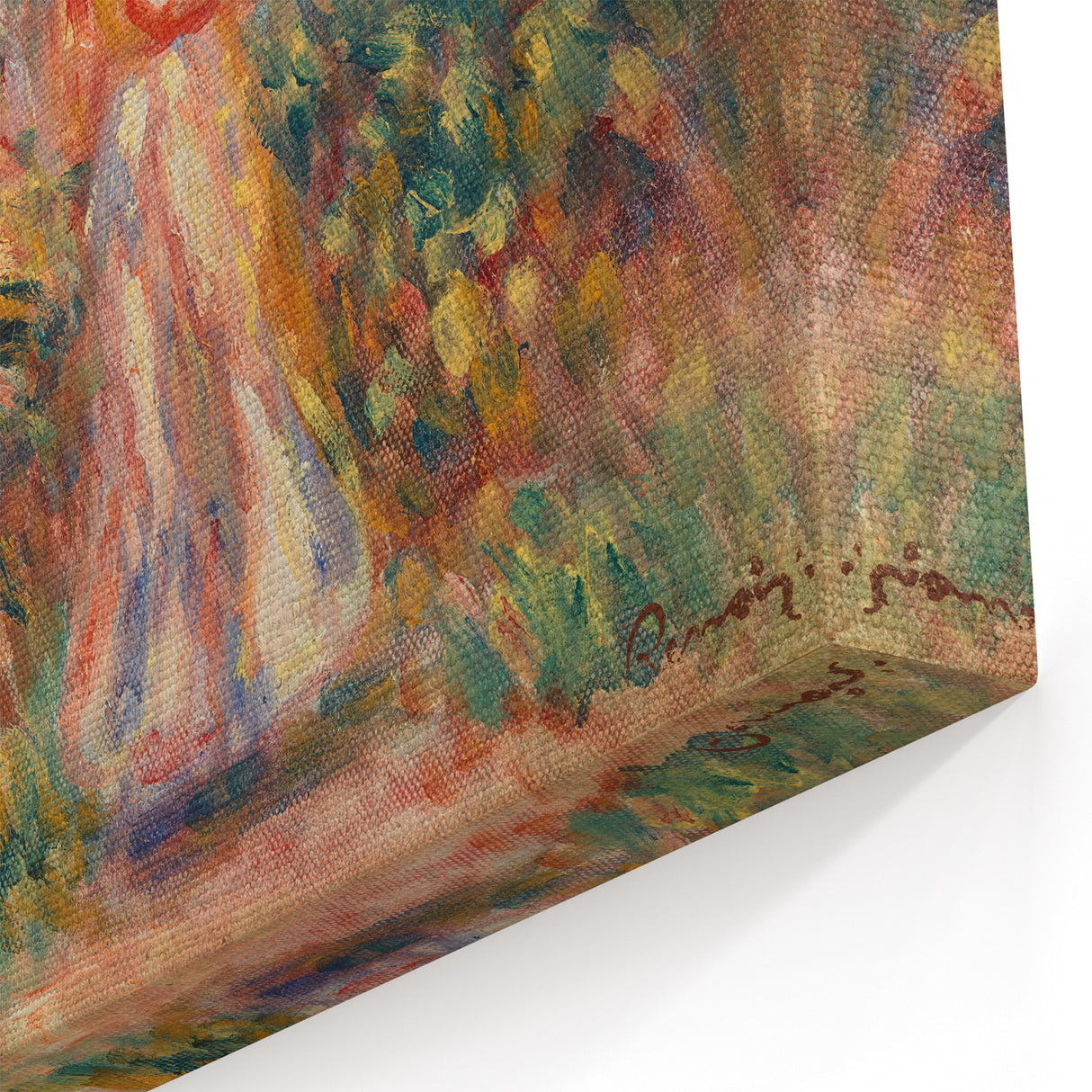 Impressionist Garden Scene Wall Art - Renoir's Woman in Pink and White