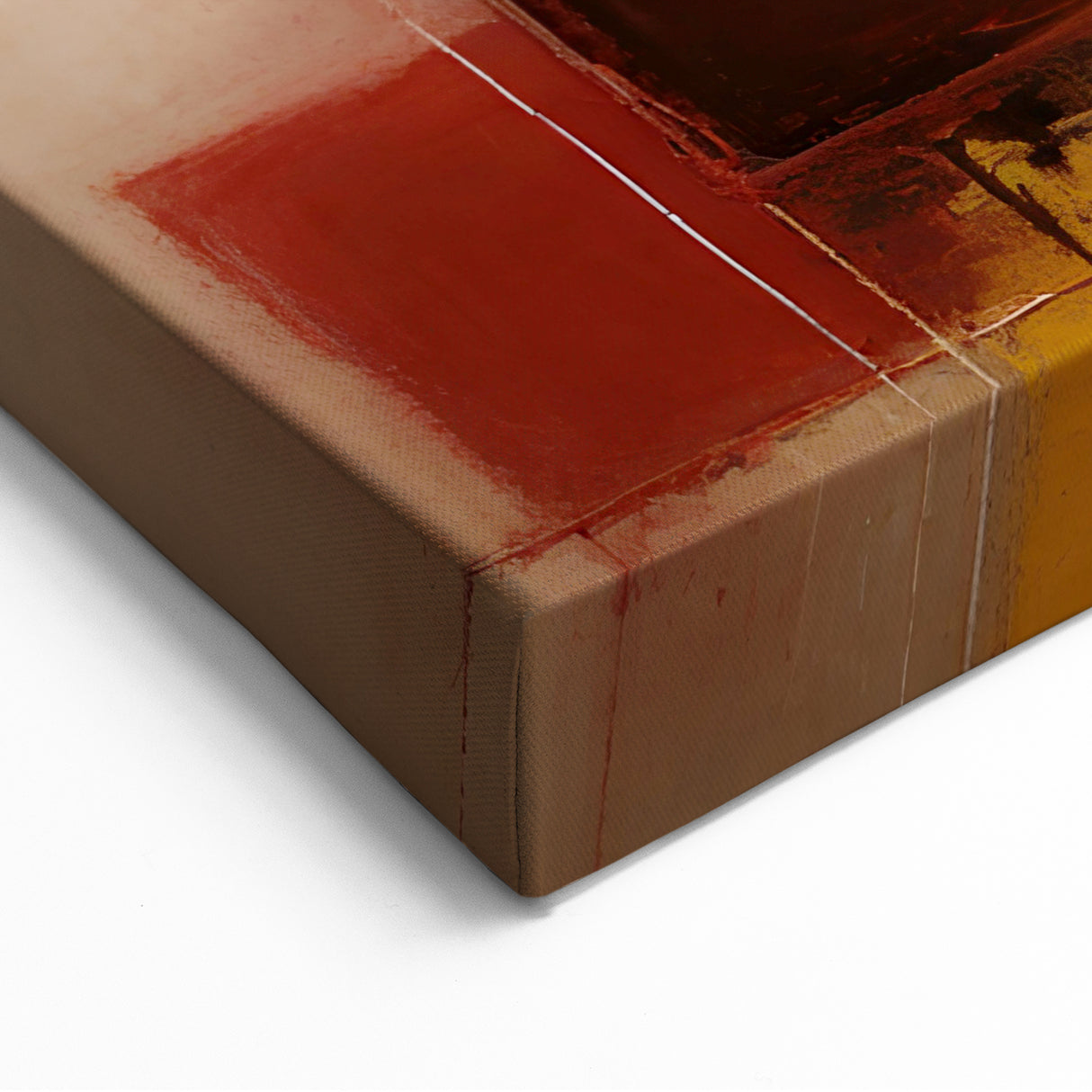 Red and Yellow Abstract Line Art - Rustic Warmth Strokes Canvas Print
