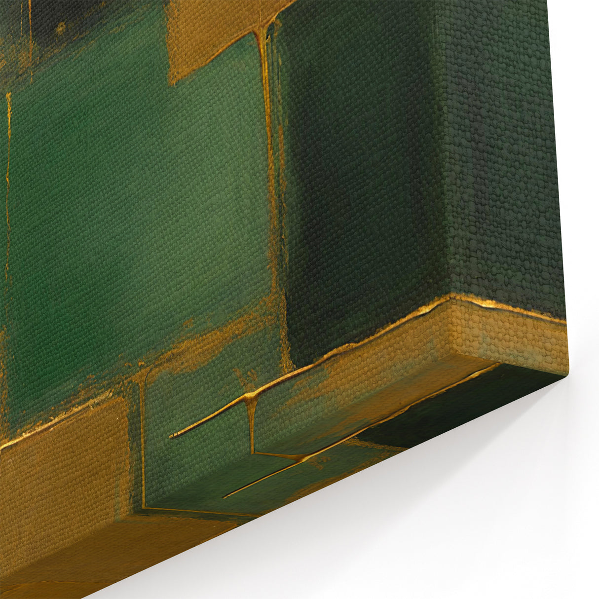 Deep Green and Gold Geometric Abstract Art - Nature's Harmony Canvas