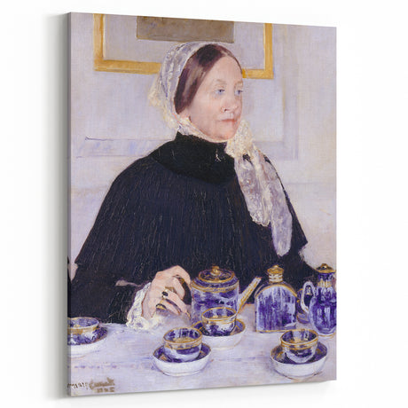 Impressionist Portrait - Lady at the Tea Table by Cassatt, Elegant Wall Art
