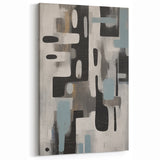 Muted Blue and Gray Abstract Line Art - Modern Monochrome Canvas Print