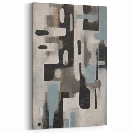 Muted Blue and Gray Abstract Line Art - Modern Monochrome Canvas Print