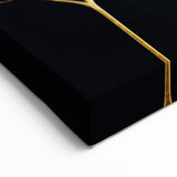 Modern Floral Abstract - Golden Tree Silhouettes on Black Canvas