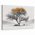 Contemporary Flower Prints - Majestic Tree in Monochrome Landscape