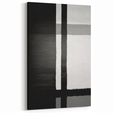 Minimalist Black and White Abstract Art - Modern Monochrome Canvas