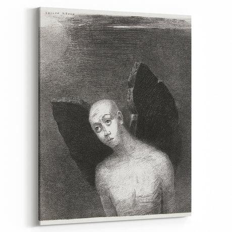 Modern Wall Art - The Fallen Angel by Odilon Redon - Mystical Black & White Decor