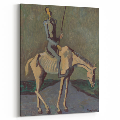 Abstract Modern Wall Art - Don Quixote on Horseback in Earthy Tones