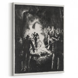 Dramatic Vintage Wall Art - Intense Black and White Scene in Charcoal