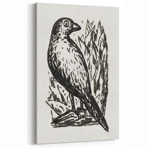 Modern Wall Art: Monochrome Bird Illustration – Minimalist Black & White Decor