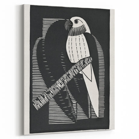 Modern Wall Art: Black & White Parakeet Illustration – Minimalist Bird Decor