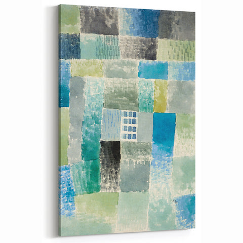 Modern Wall Art: Abstract Patchwork in Cool Tones – Tranquil Contemporary Decor