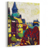 Modern Wall Art: Vibrant Cityscape in Bold Hues – Expressive Urban Decor