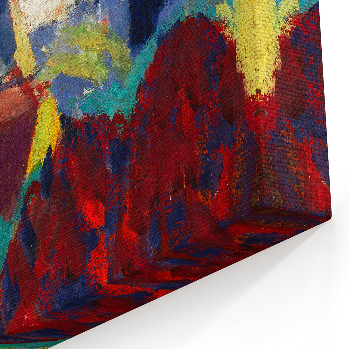 Modern Wall Art: Vibrant Cityscape in Bold Hues – Expressive Urban Decor