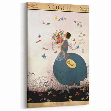 Whimsical Summer Vogue Cover Art - Butterfly & Flower Wall Print