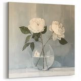 Abstract Botanical Prints - White Flowers in Round Glass Vase