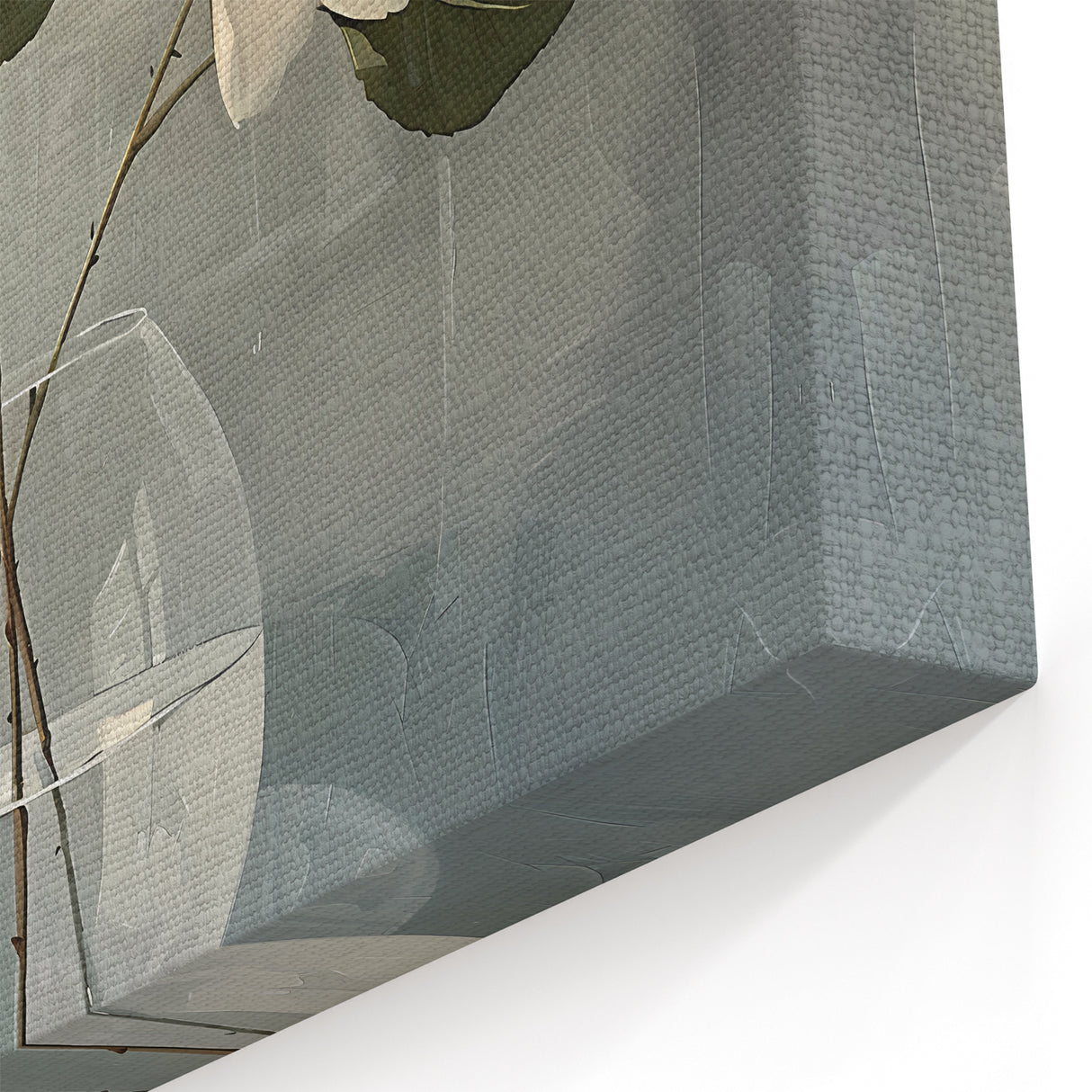 Abstract Botanical Prints - White Flowers in Round Glass Vase