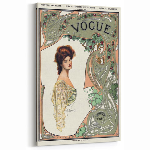 1904 Art Nouveau Vogue Cover Print - Elegant Winter Fashion Wall Art