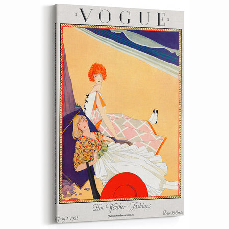 1923 Summer Vogue Fashion Print - Beach Scene Wall Art Decor
