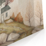 Autumn Cottage Wall Art - Cozy Fall Landscape in Warm Earth Tones