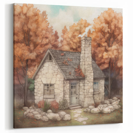 Cozy Autumn Cottage - Fall Wall Art Rustic Seasonal Decor Print