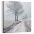 Serene Winter Path Snowy Landscape Print - Cottage and Trees Canvas