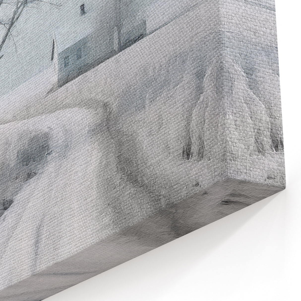 Serene Winter Path Snowy Landscape Print - Cottage and Trees Canvas