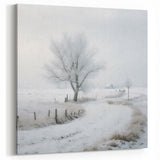 Frosty Winter Path Wall Art - Snowy Landscape with Bare Tree