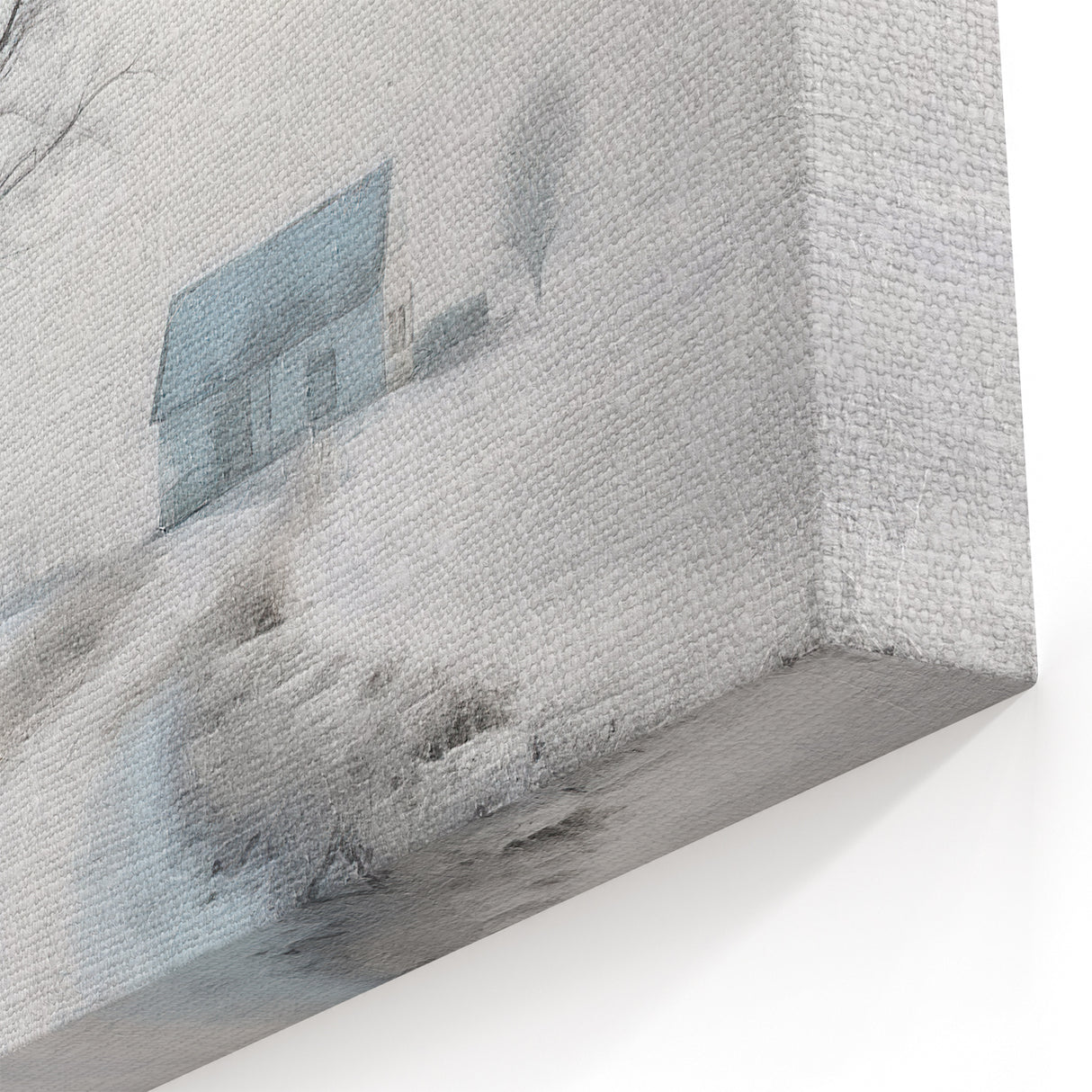 Serene Winter Road Wall Art - Snowy Path with Bare Tree Canvas