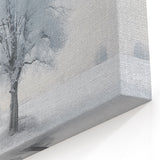 Frosted Tree Winter Wall Art - Serene Snowy Landscape with Cottage