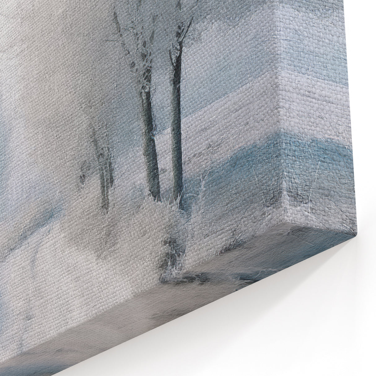 Winter Path Frosted Trees Wall Art - Snowy Road with Cottage Print