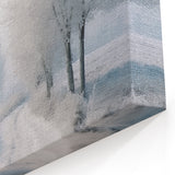 Winter Path Frosted Trees Wall Art - Snowy Road with Cottage Print