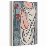 Modern Minimalist Wall Art - Woman with Flowers Abstract Print