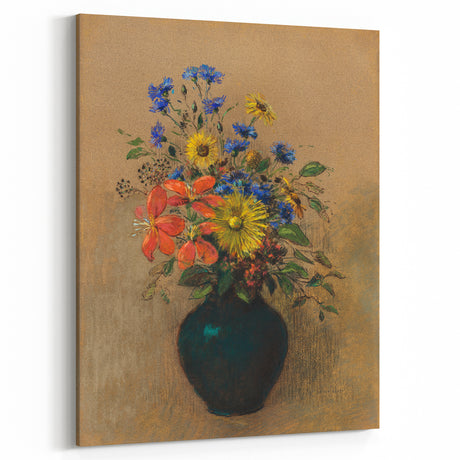 Vintage Floral Wall Art - Wildflower Bouquet in Warm, Earthy Tones