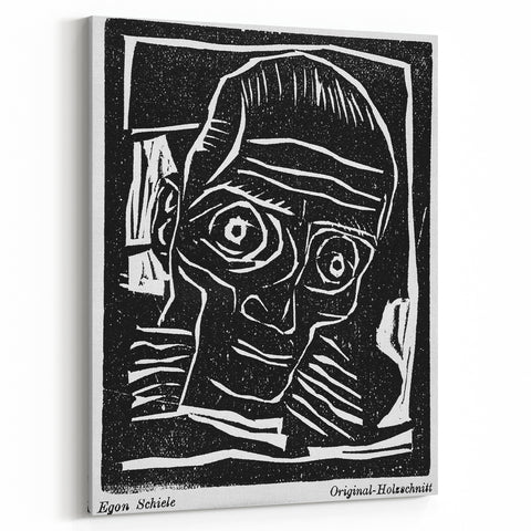 Vintage Expressionist Wall Art - Egon Schiele's Bold Woodcut Print