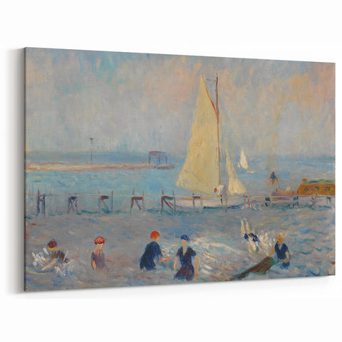 Modern Wall Art - Lively Seascape with Bathers | Coastal Beach Scene
