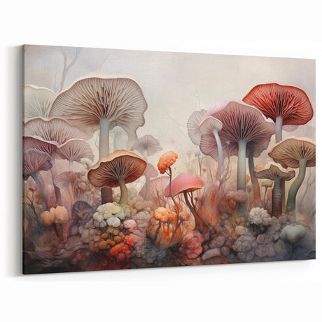 Whimsical Mushroom Wall Art - Botanical Fungi Illustration Print