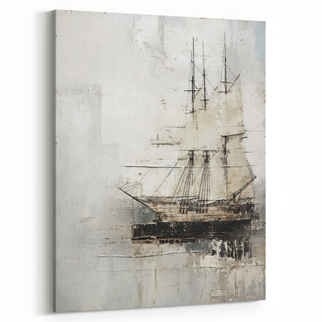 Vintage Sailboat Wall Art - Nautical Canvas Print for Coastal Decor