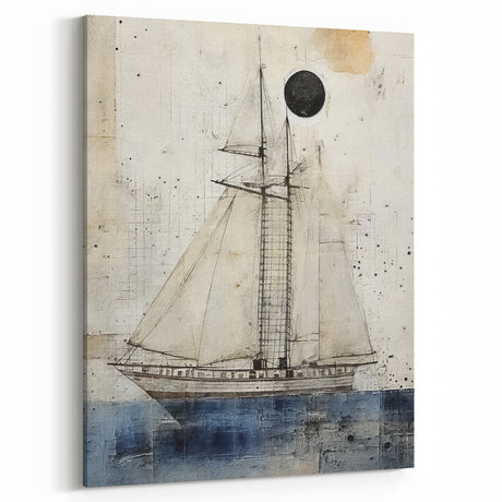 Abstract Sailboat Wall Art - Nautical Canvas Print for Coastal Spaces