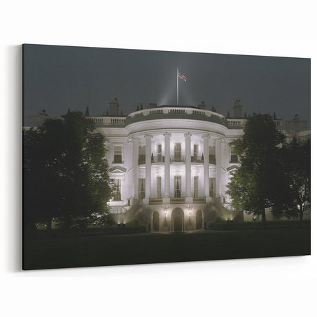 Illuminated White House Wall Art – Nighttime Washington DC Print
