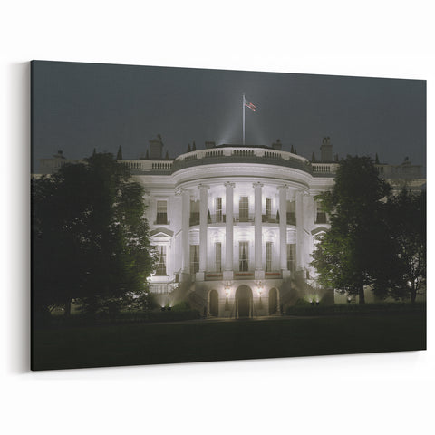Illuminated White House Wall Art – Nighttime Washington DC Print