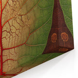 Vibrant Red Vein Leaf Art - Botanical Close-Up Nature Wall Decor Print